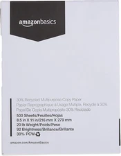 Basics 30% Recycled Multipurpose Copy Printer Paper - 8.5 X 11 Inches, 1 Ream, 5