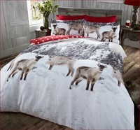 Bear & Deer Print Bedding Duvet Cover Flannelette Brushed Cotton Quilt Set King