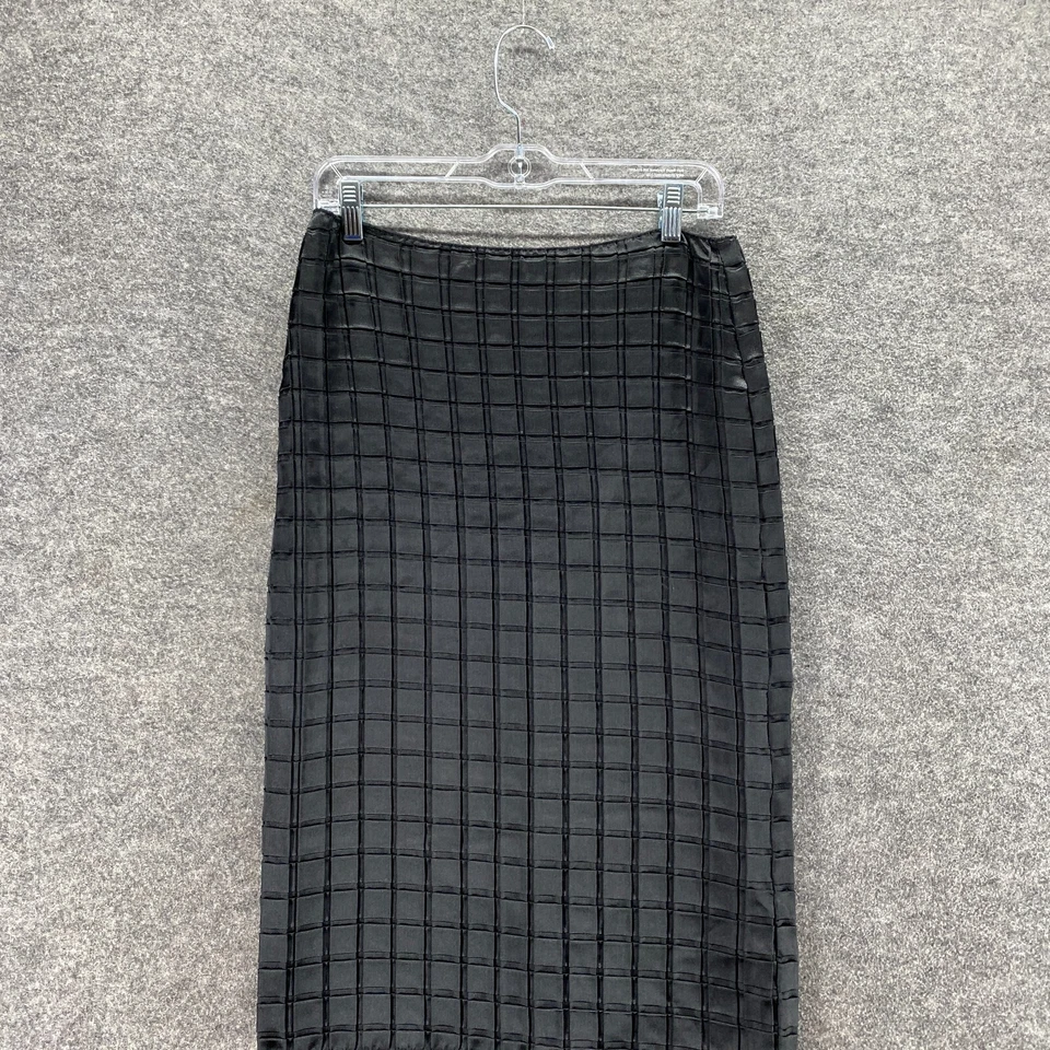 Leith Skirt Women M Medium Black Plaid Zipper A-Line Midi Mid Rise Casual - Image 3 of 4