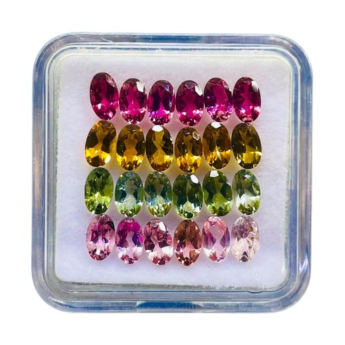 VVS 24 Pcs Natural Multi Tourmaline 5x3mm Oval Cut Loose Untreated Gemstones Lot - Picture 4 of 9
