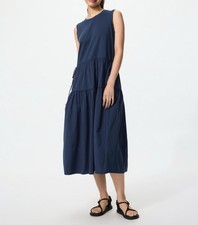 Genuine UNIQLO Combination Tiered Dress (Sleeveless) BLUE WOMEN