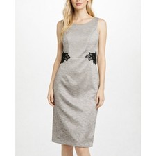 NWT Evan-Picone Black Label November Champagne Dress Silver Size 6
