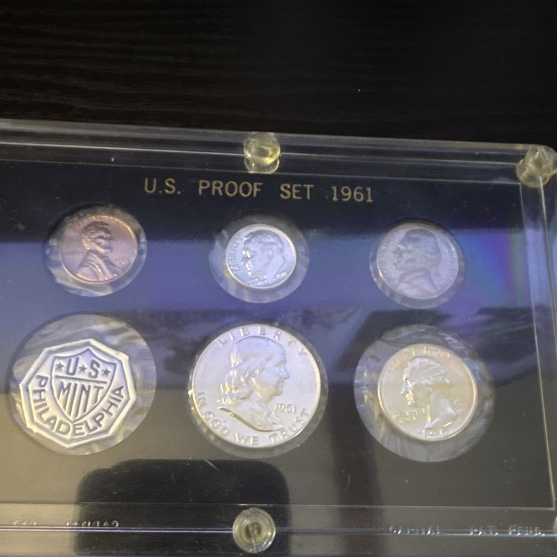 1961 U.S. Proof Set Philadelphia Silver 50C 0.900 Fine KM#198-204