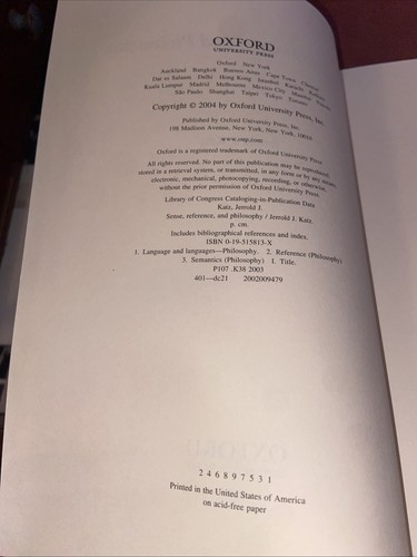 Sense, Reference, and Philosophy by Jerrold J. Katz (English) Hardcover Book - Picture 3 of 5