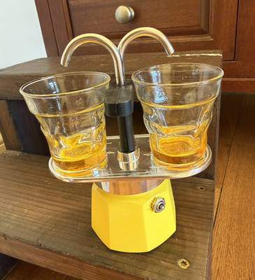 Bialetti Mini Express 2-Cup Stovetop Espresso Maker Yellow w/ Glass Cups
