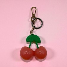 Cherrys Peach Charm Keychain Aesthetic Fruit Bag Charm For Purse Or Keys Cute