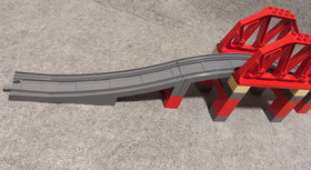 Vintage Duplo Support Red Arch Truss Railway Train Track Bridge 3774 Complete