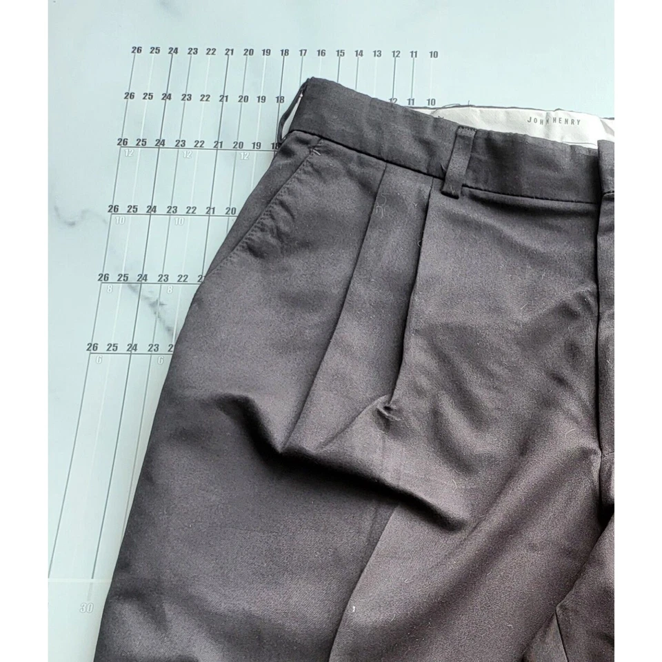 John Henry Pants 32x28 Black Chino Pleated Front Casual Office Work Tag 34x29 - Image 3 of 4