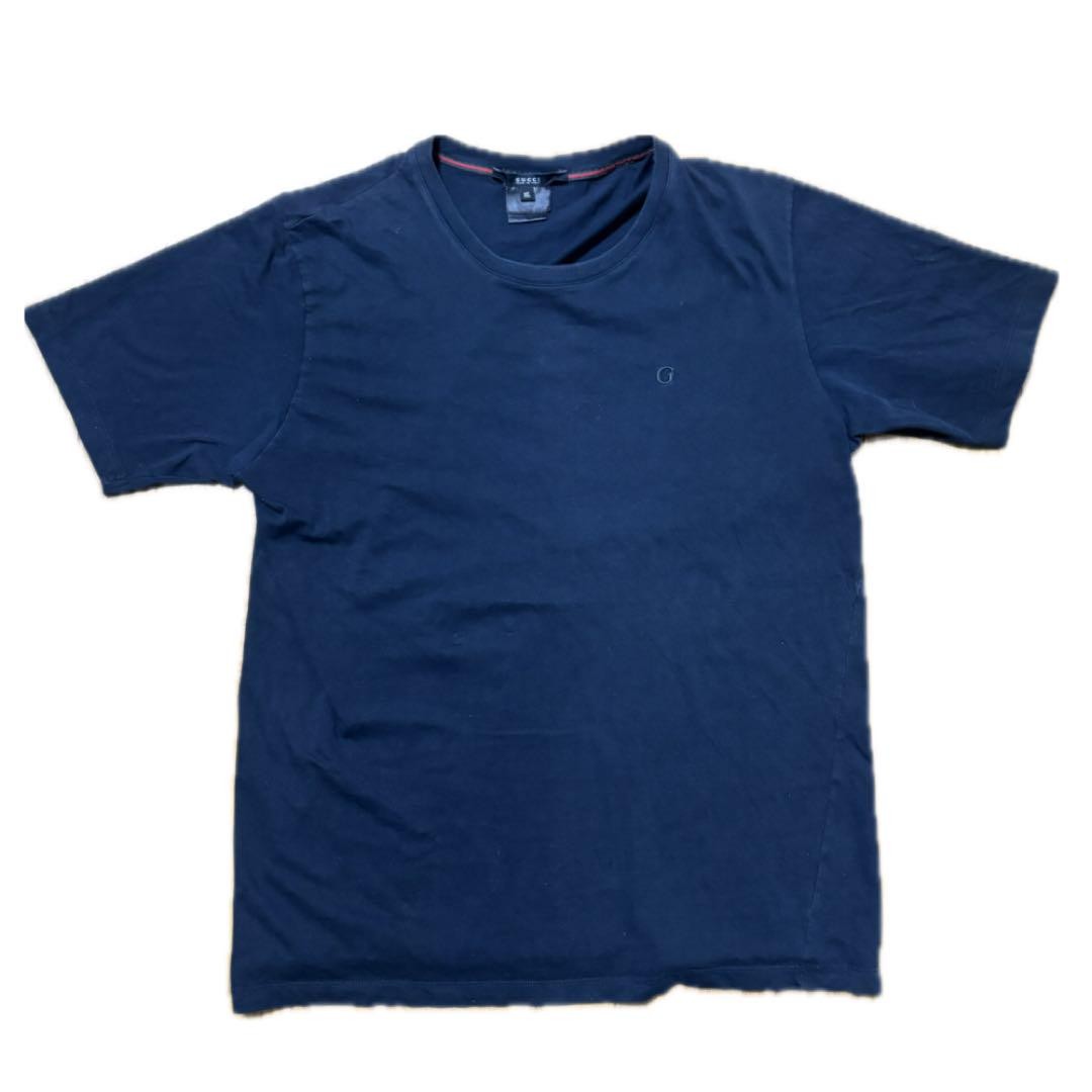 Gucci Navy Blue XL Cotton Logo T-Shirt for Men