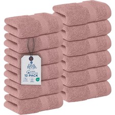Cotton Face Towels Reusable Wash Cloths Soft Absorbent Dusty Rose 12x12 12 PCS