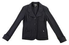 ST. JOHN Caviar USA Women s 6 Black Santana Novelty Knit Ecru Jacket Blazer Top
