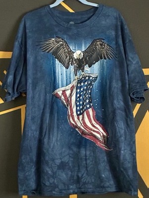 American Eagle With Flag Adult 2XL Tshirt