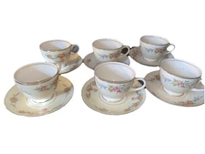 Vintage Homer Laughlin Georgian Eggshell Chatham Tea Cup and Saucer.  Set of 6