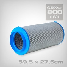 CarbonActive Aktivkohlefilter 1000 m³/h Ø200mm - Max Geruchsbindung Growbox