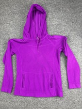 Columbia Fleece Hoodie Sweater Womens Small Purple Pullover Kangaroo Pocket