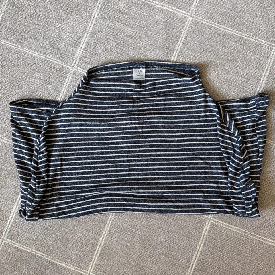 aden от aden + anais 3шт комплект вязаный пеленки одеяло, шляпа и чехол темно-синий полоски - Изображение 4 из 4