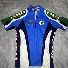 Castelli Italia Cycling Jersey Size Large Blue Short Sleeve Lightweight