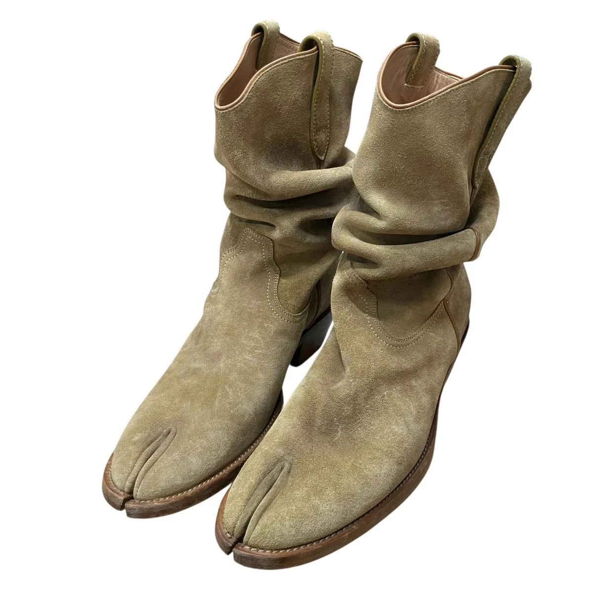 Maison Margiela 22 Tabi Suede Western Boots Beige Size 43 070626 (Maison M GU137