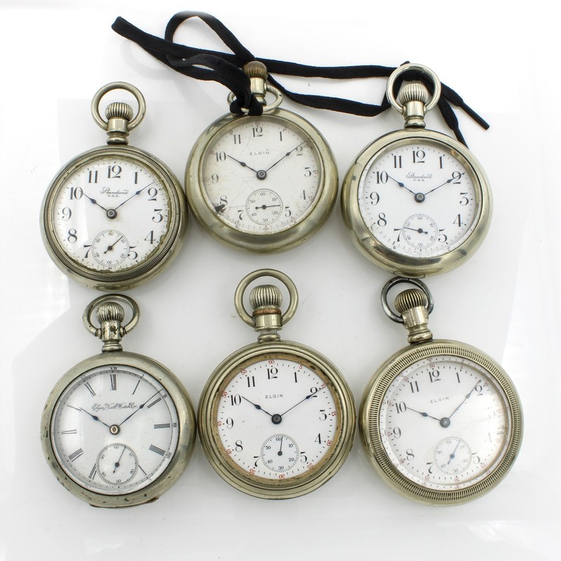 1897-1911 Elgin New York Standard 7j-15j 18s Men Pocket Watch Lot of 6 #WB5321-2