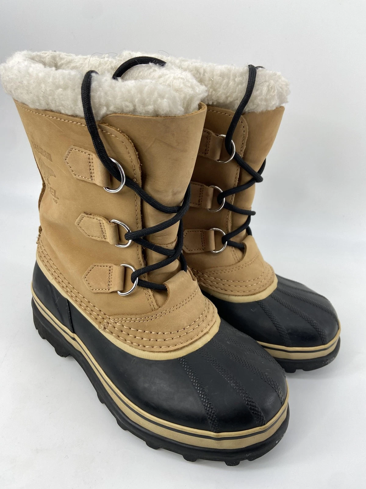 Sorel Caribou Boots Mens 5 Tan Waterproof Winter Snow Insulated Outdoor Nubuck