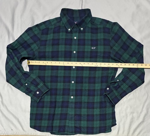 Vineyard Vines Shirt Mens Large Green Tartan Plaid Classic Fit Whale Office - Picture 9 of 12