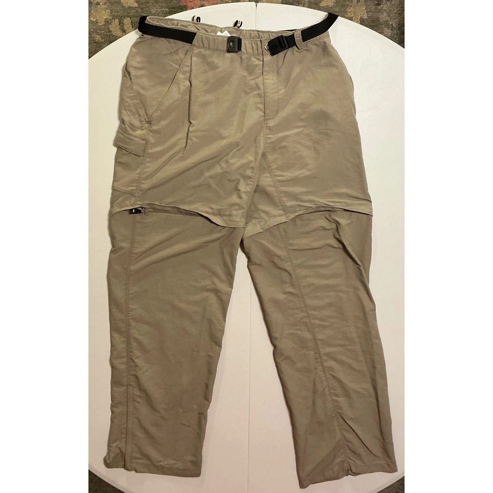 The North Face Womens XL Tan Horizon Convertible Zip Off Hiking Cargo Pants Belt