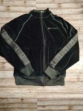 Champion Full Zip Black Fleece Track Jacket Size Medium