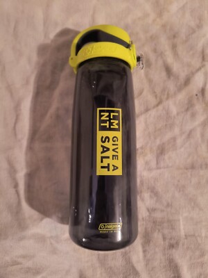 LMNT Electrolytes Give A Salt Nalgene Flip Top Lock Water Bottle Black Grey NEW