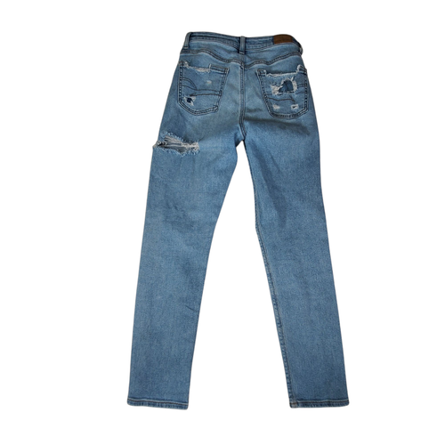 American Eagle Mom Jeans Womens 0 26x27 Light Wash High Rise Distressed - Picture 2 of 14