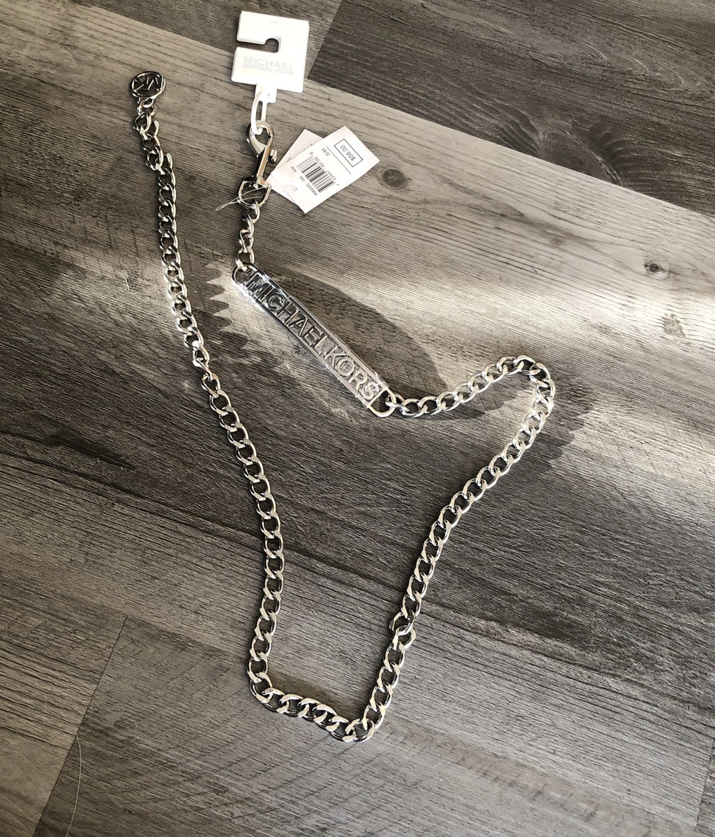 Michael Kors Silver Tone Chain Link Belt With Bar Michael 
