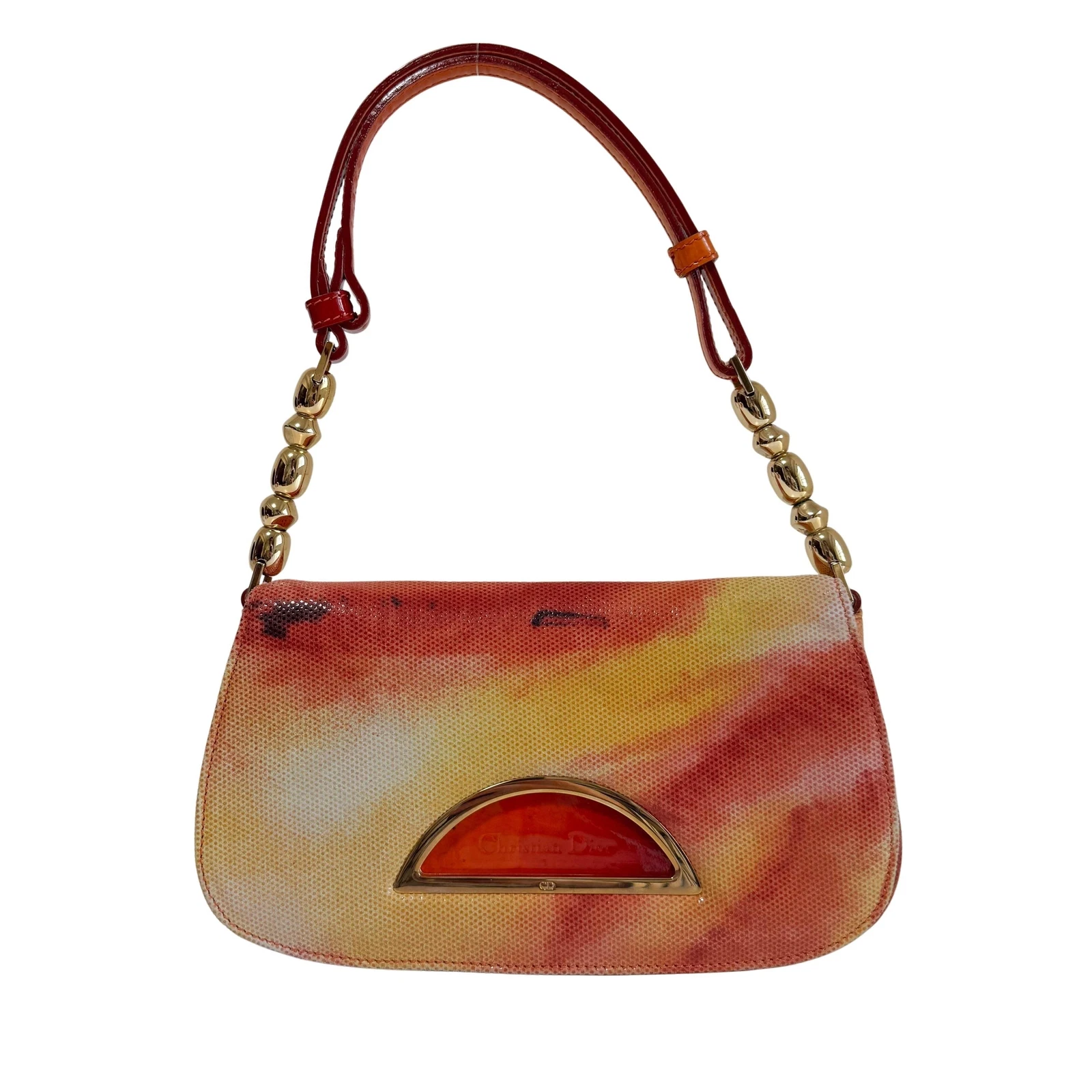 Mini sac à bandoulière DIOR Malice Pearl en cuir orange