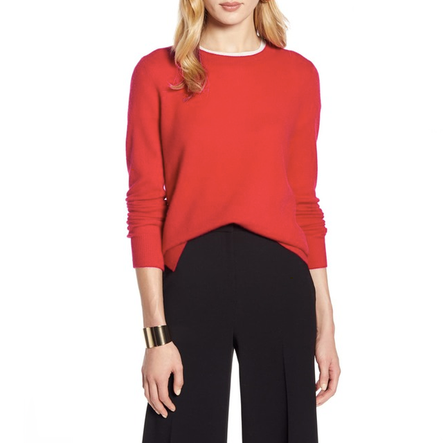 Halogen Nordstrom Women's Cashmere Sweater Red Pink XS Crew Neck eBay