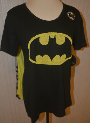 Women's Batman Black Yellow Short Sleeve T-Shirt Attachable