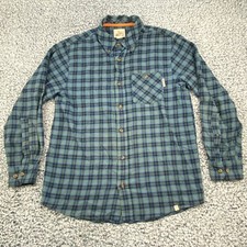 Field and Stream Flannel Shirt Mens Medium Long Sleeve Button Down Blue Plaid