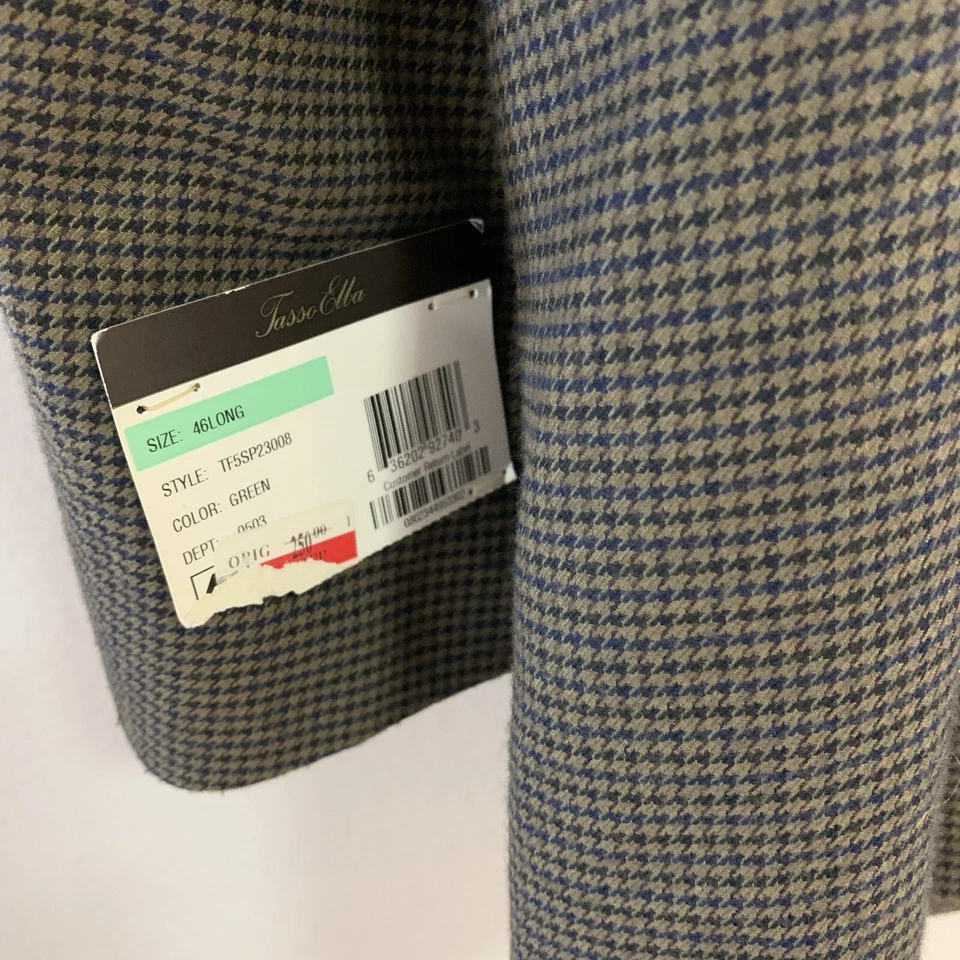 NUEVO CON ETIQUETAS Tasso Elba Hombres 46 L Blazer Chaqueta Pata de Gallo Deporte Marrón Verde Carrera Foto 3 de 4