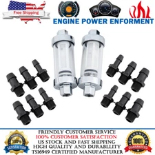 2PCS Universal 1/4" 5/16" 3/8" Chrome Glass Reusable Washable Inline Fuel Filter