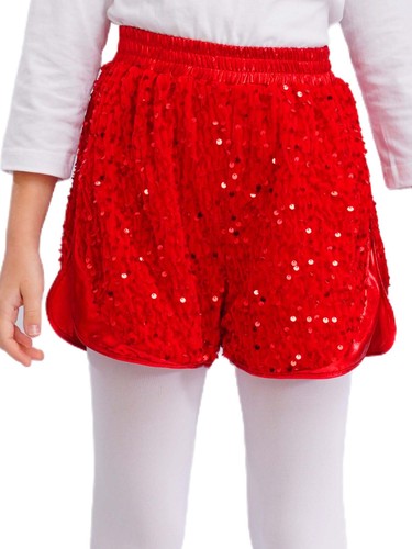 Kids Girls Costume Sides Slit Dancewear Jazz Shorts Teens Sequins Hip Hop Booty - Picture 16 of 90
