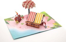 3D Pop-Up Oceanfront Card- Handmade Beach Scene, Holiday Gift, Bon Voyage Wishes