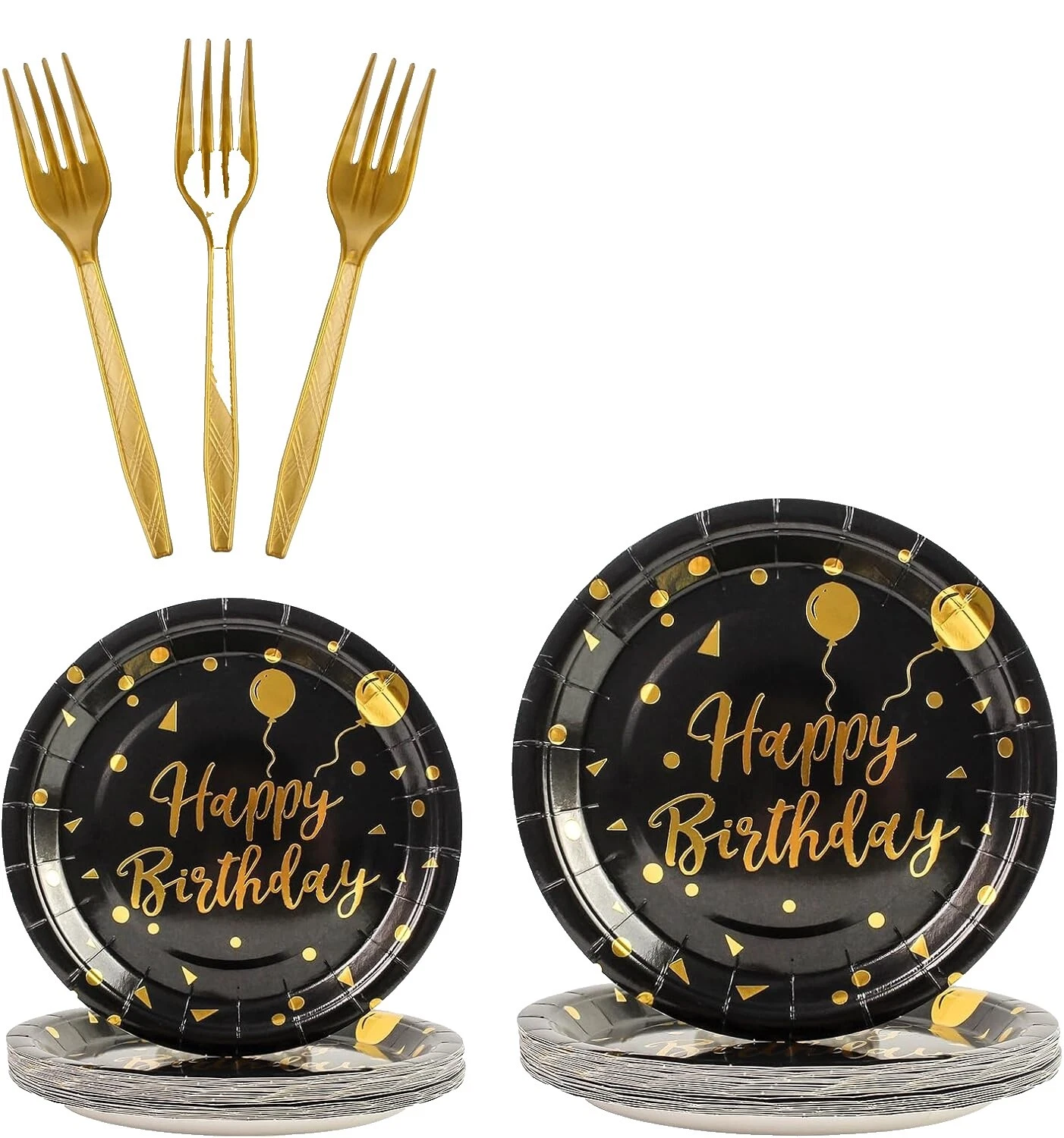 Black Birthday Party Plates