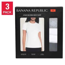 Banana Republic Women's Ribbed Crewneck T-Shirt, 3-pack | G13