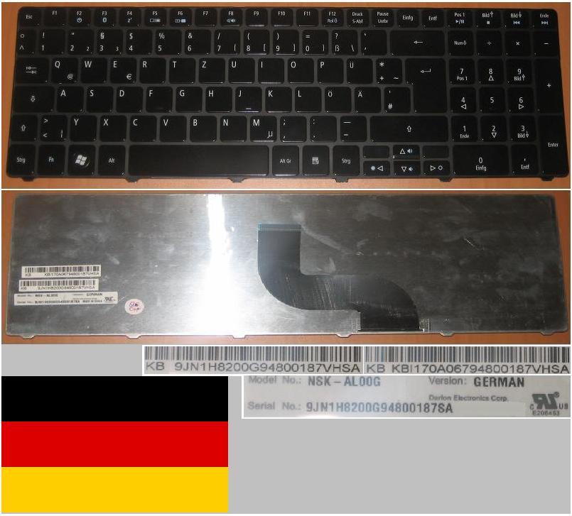 Clavier Qwertz Allemand de rechange Acer AS5741G TM8571 portable