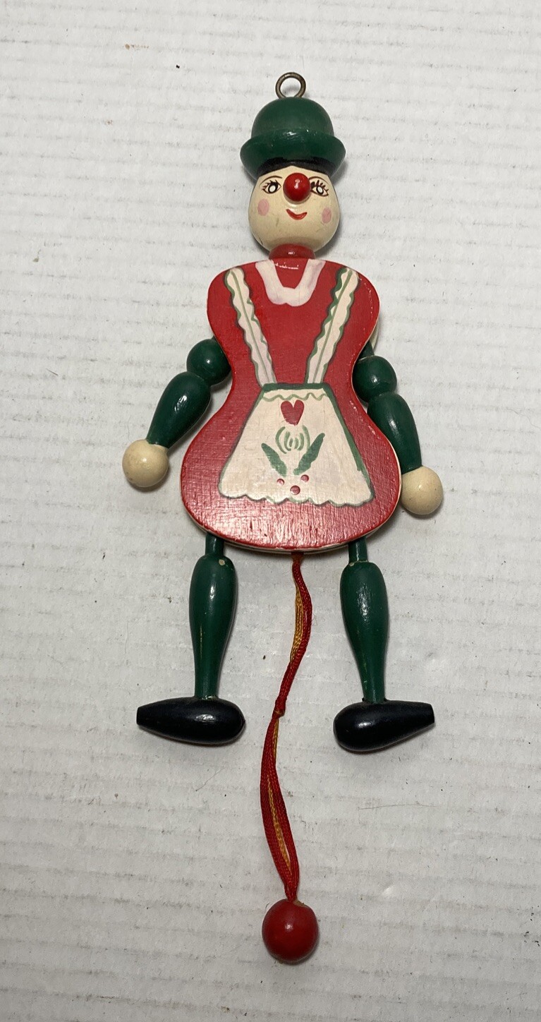 Vintage Jumping Jack Wooden Figure Pull String Puppet Ornament