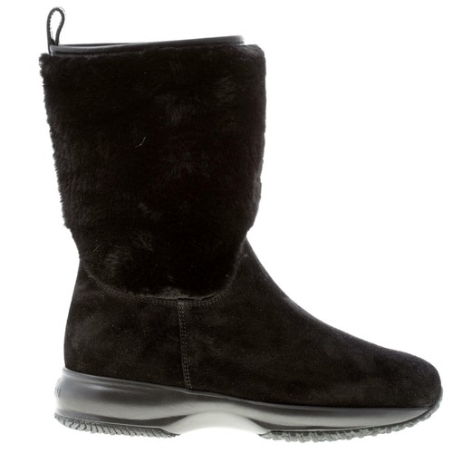 HOGAN scarpe donna Stivaletto Interactive in camoscio nero gambale  eco-pelliccia | eBay