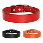 Genuine Leather Plain Pet Dog Cat Collar Adjustable for Small Medium Large Dogs