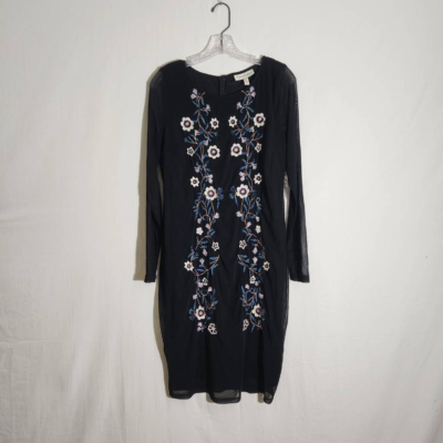 Jessica Simpson Womens Bodycon Dress Black Floral Lined Long Sleeve Maternity L
