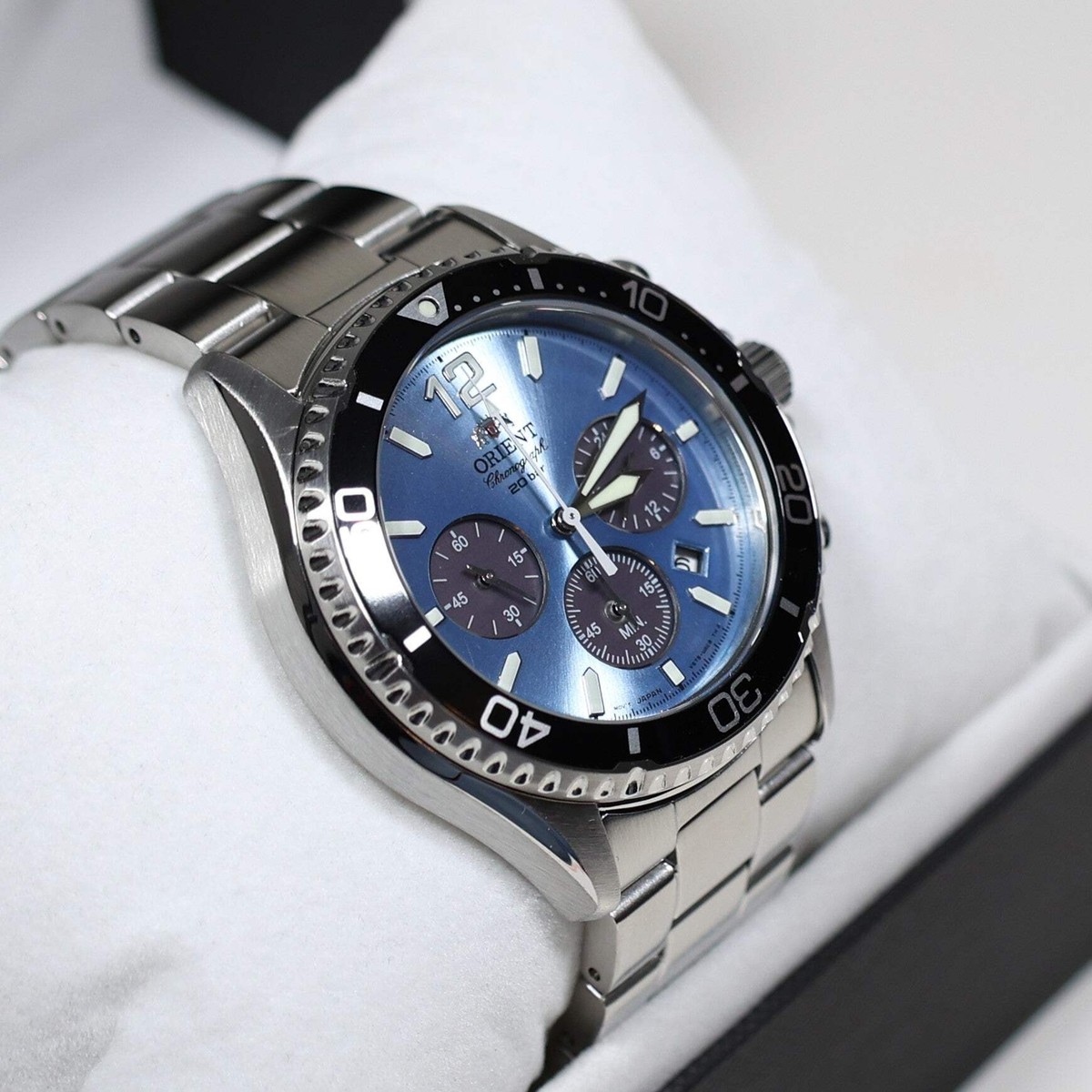Orient Sports Mako Solar Blue Dial Men's Stainless Steel Watch RA