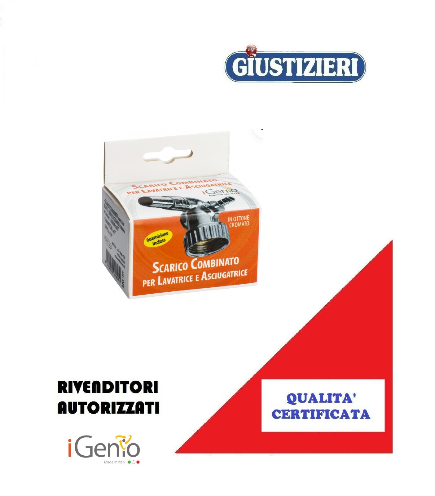 926IGENIO SCARICO COMBINATO PER LAVATRICE E ASCIUGATRICE OTTONE CROMATO IGENIO