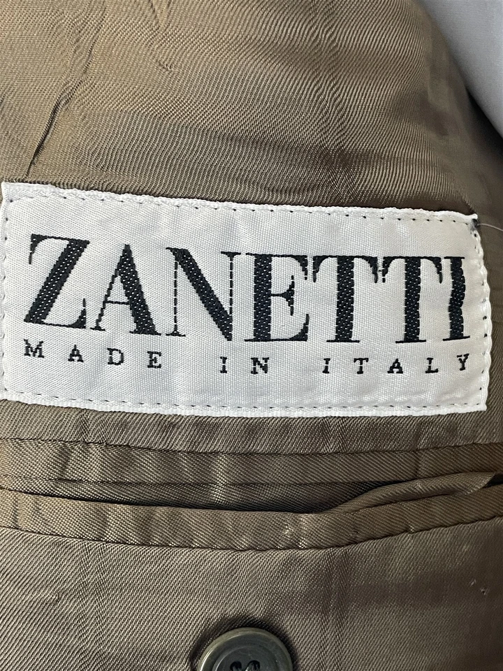 Blazer De Colección Zanetti 56L | 46L HECHO EN ITALIA Lana Marzotto Oliva Doble Pecho Foto 4 de 4