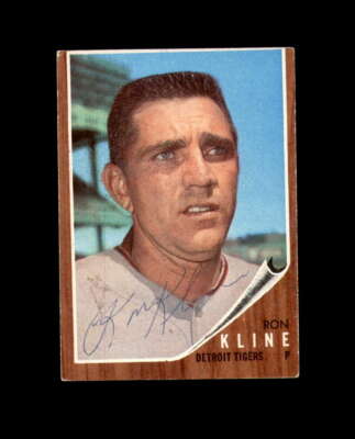 Ron Kline Hand Signed 1962 Topps Detroit Tigers Autograph