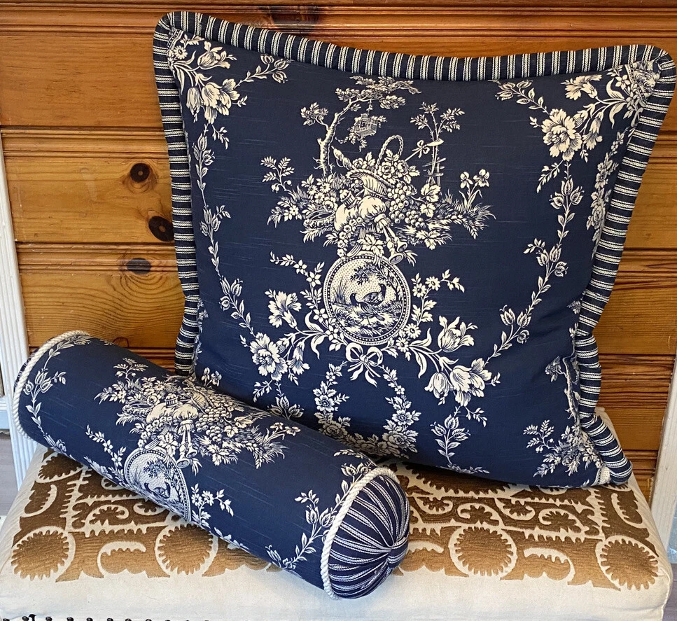 The French Blue Diamonds Extra Long Lumbar Throw Pillow